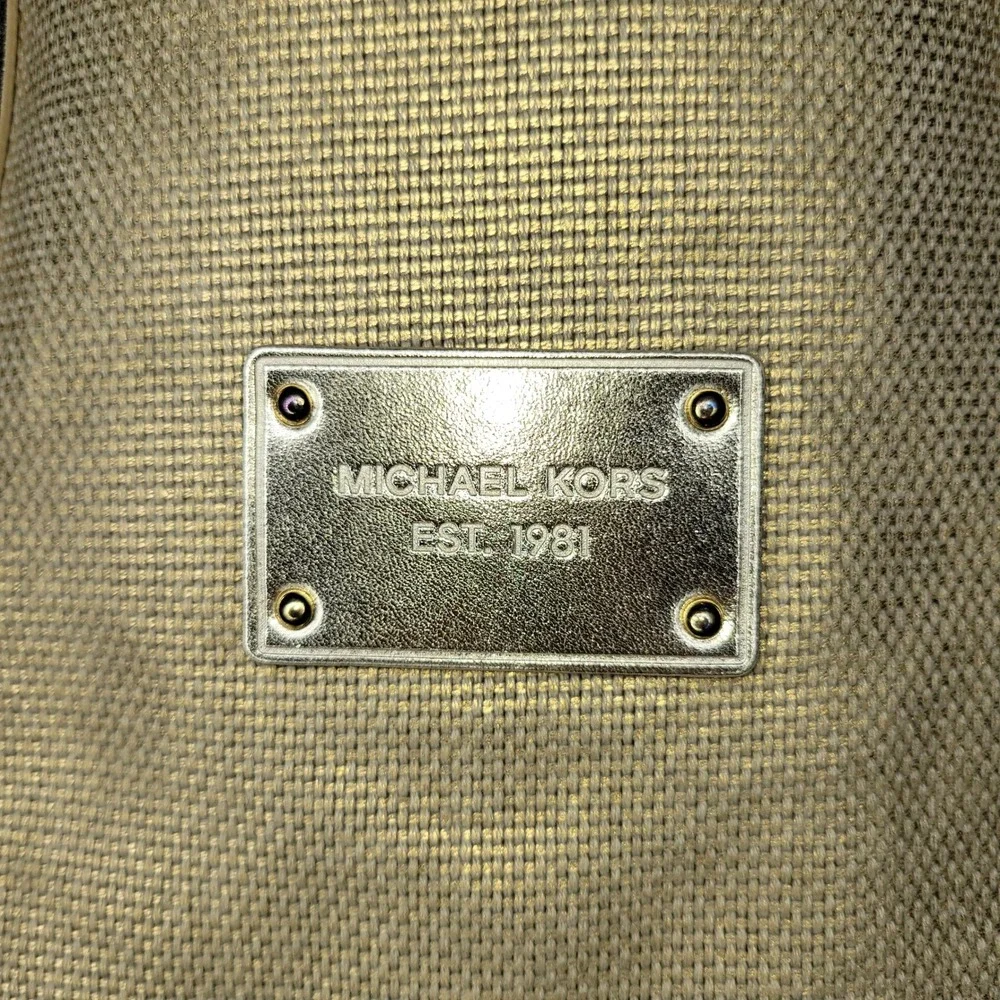 Michael Kors Gold‎ Metallic Woven Cotton Tote Bag